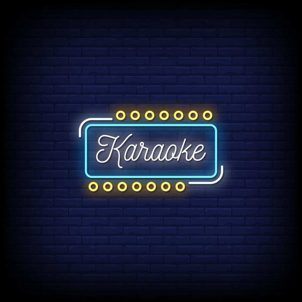 vector de texto de estilo de letreros de neón de karaoke