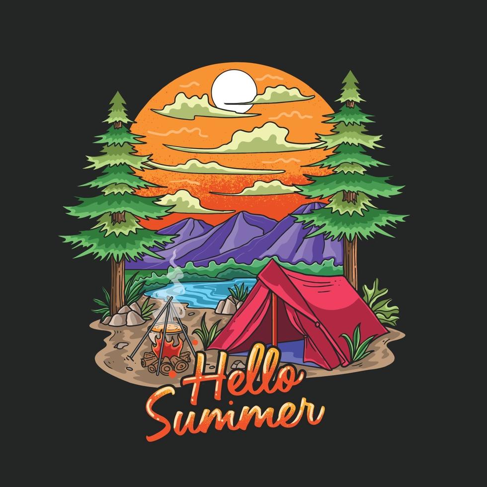 summer camp traveling holiday illustration vector