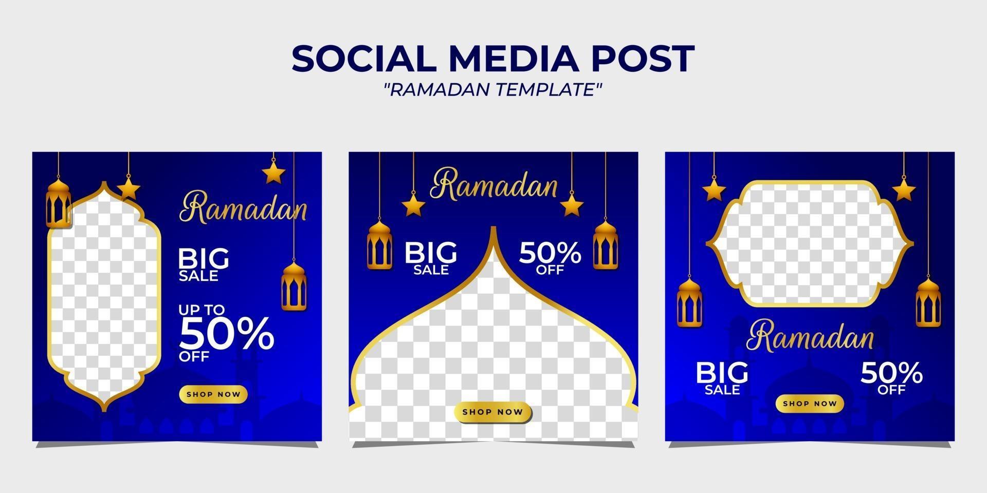 plantilla de publicación de redes sociales de venta de Ramadán vector