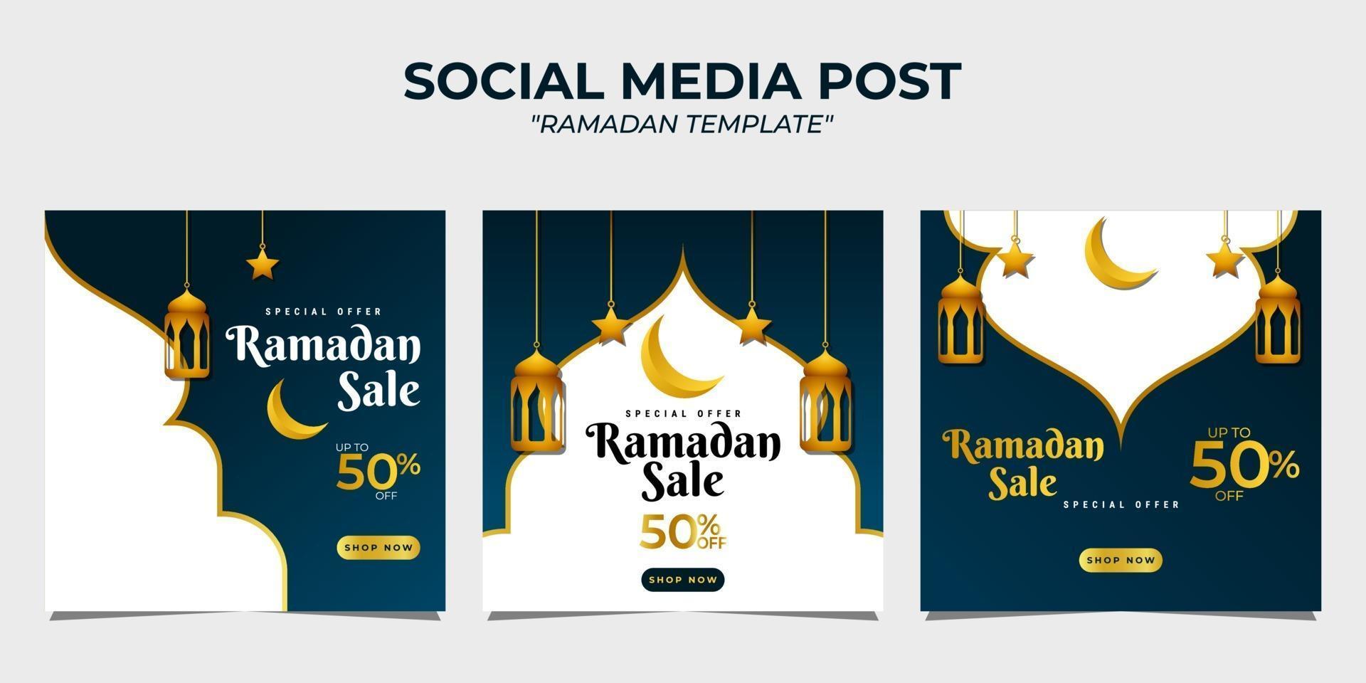 plantilla de publicación de redes sociales de venta de Ramadán vector