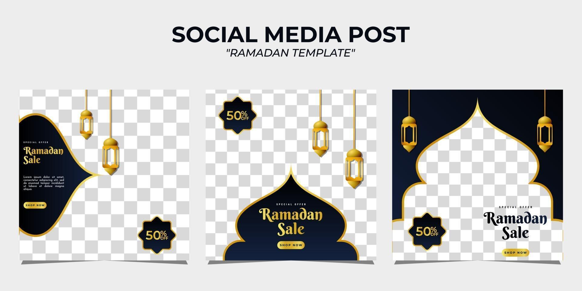 Ramadan sale social media post template vector