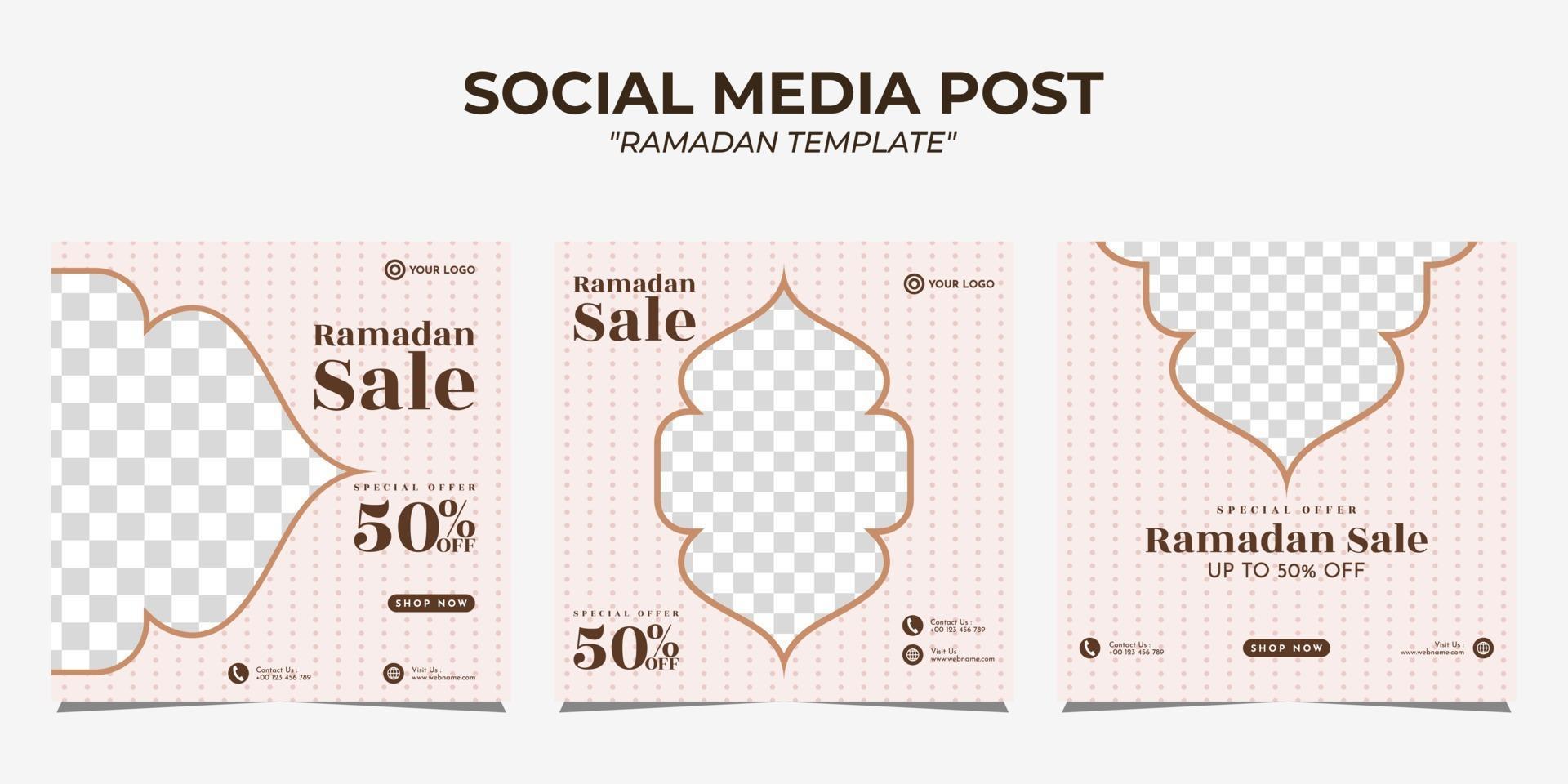 plantilla de publicación de redes sociales de venta de Ramadán vector