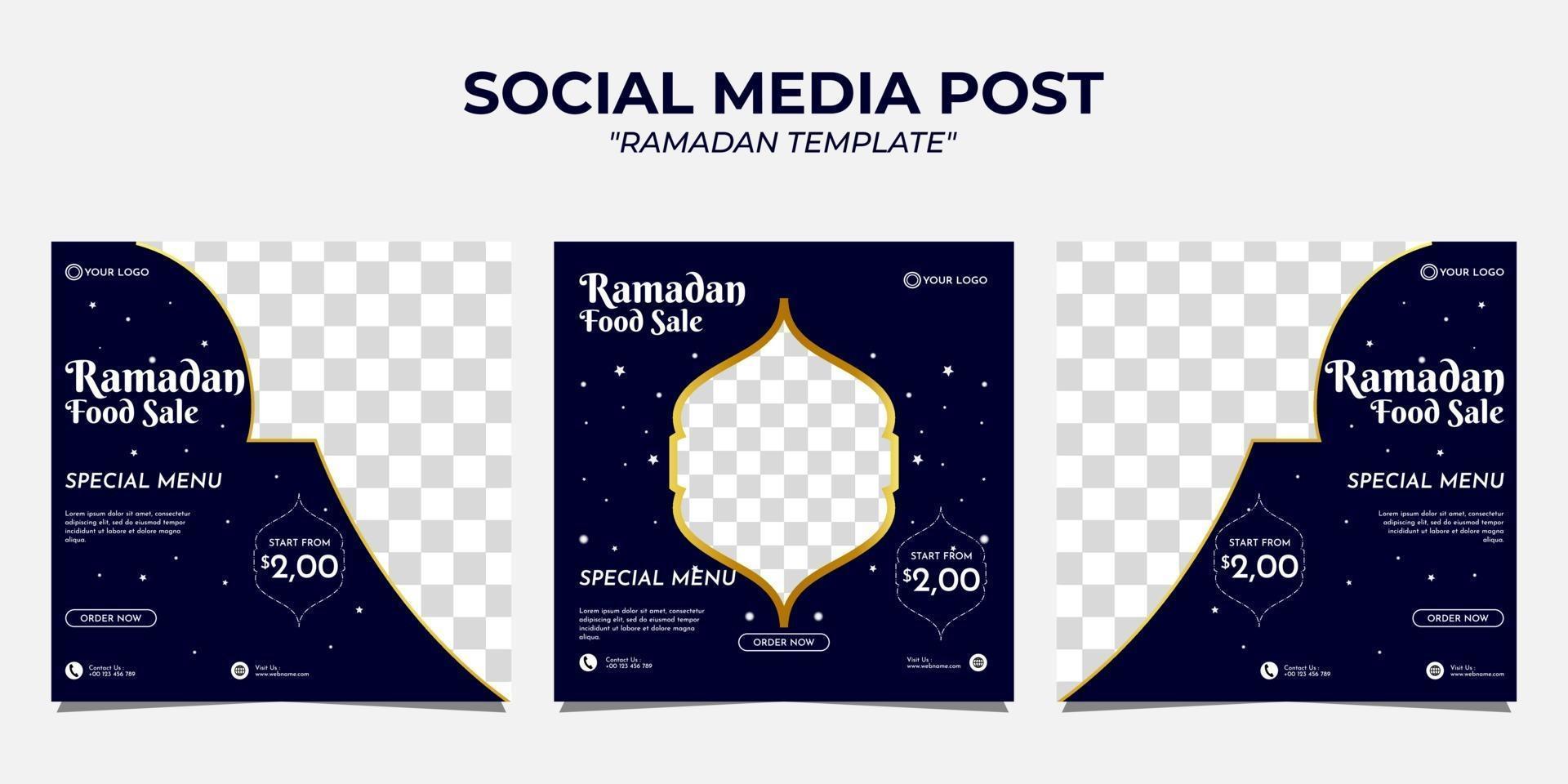 Ramadan food sale social media post vector