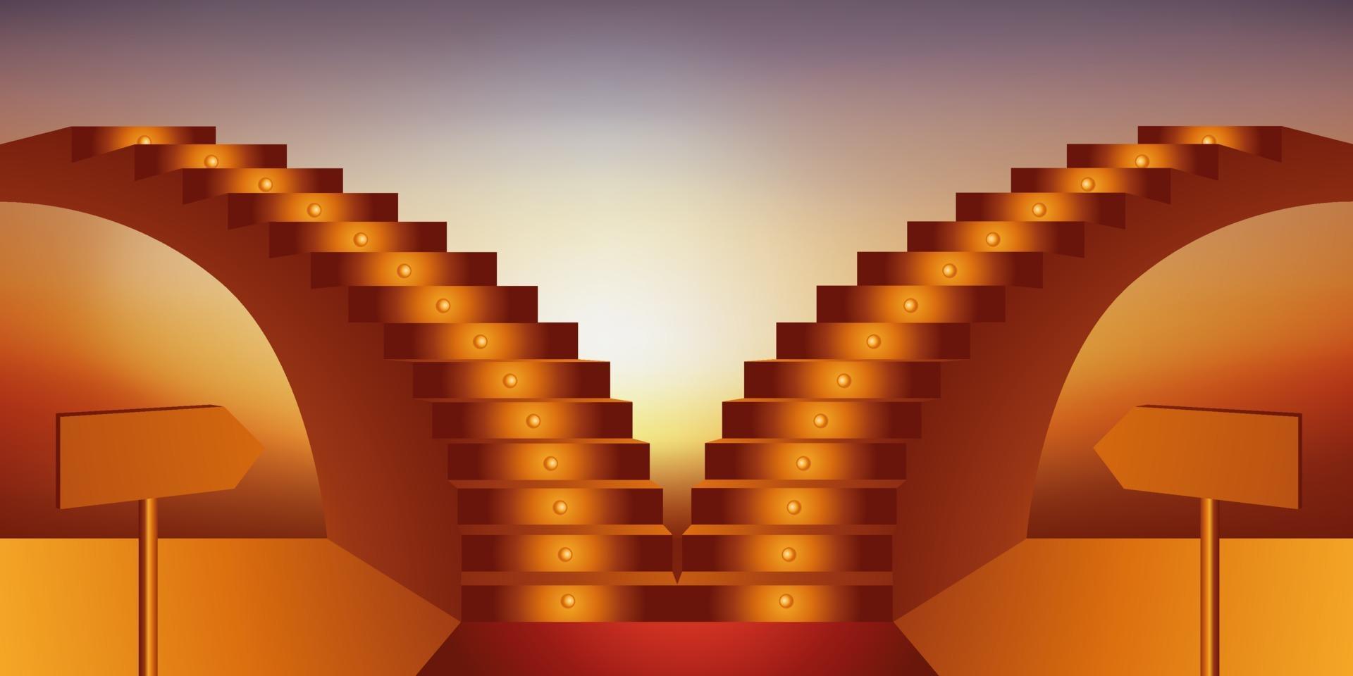 Two Staircases Indicate Opposing Professional Orientations. vector