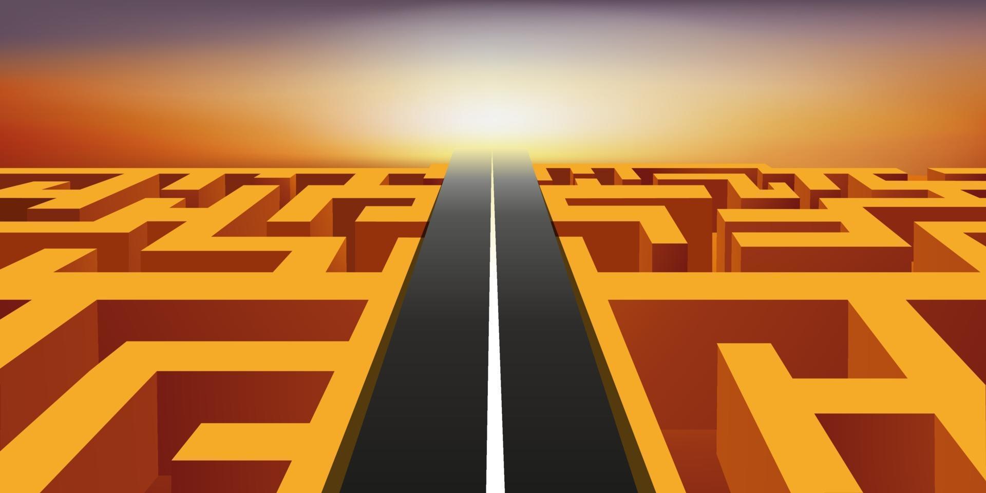 A Road Crosses an Obstacle by Crossing a Labyrinth. vector