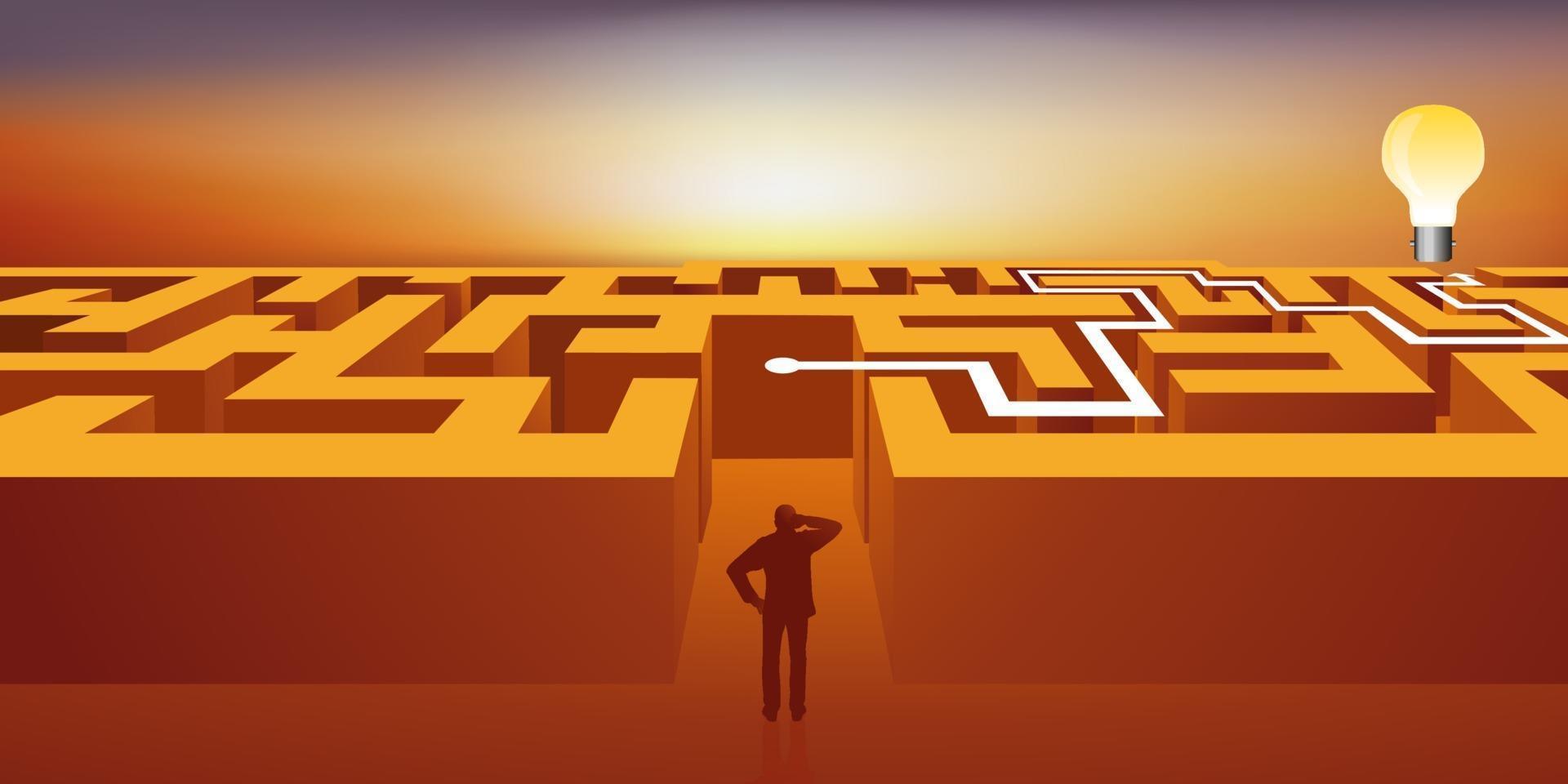 A Man is Helped Out of a Labyrinth. vector