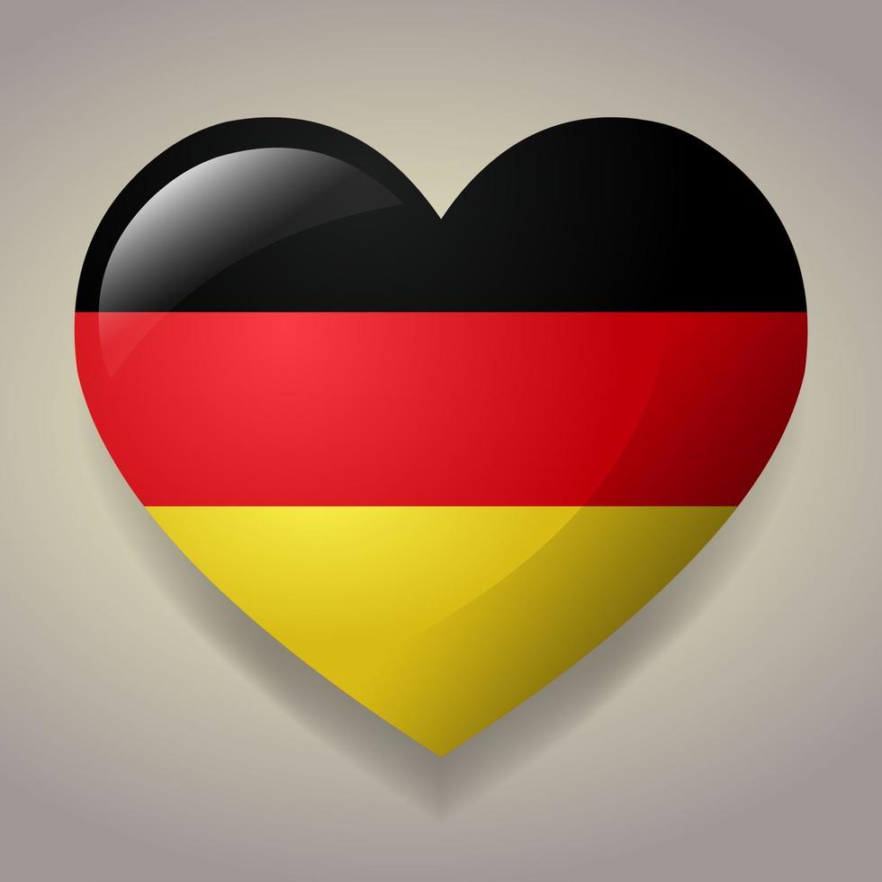 Corazón con ilustración de símbolo de bandera de Alemania vector