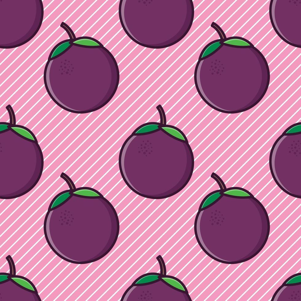 mangosteen fruit seamless pattern illustration vector