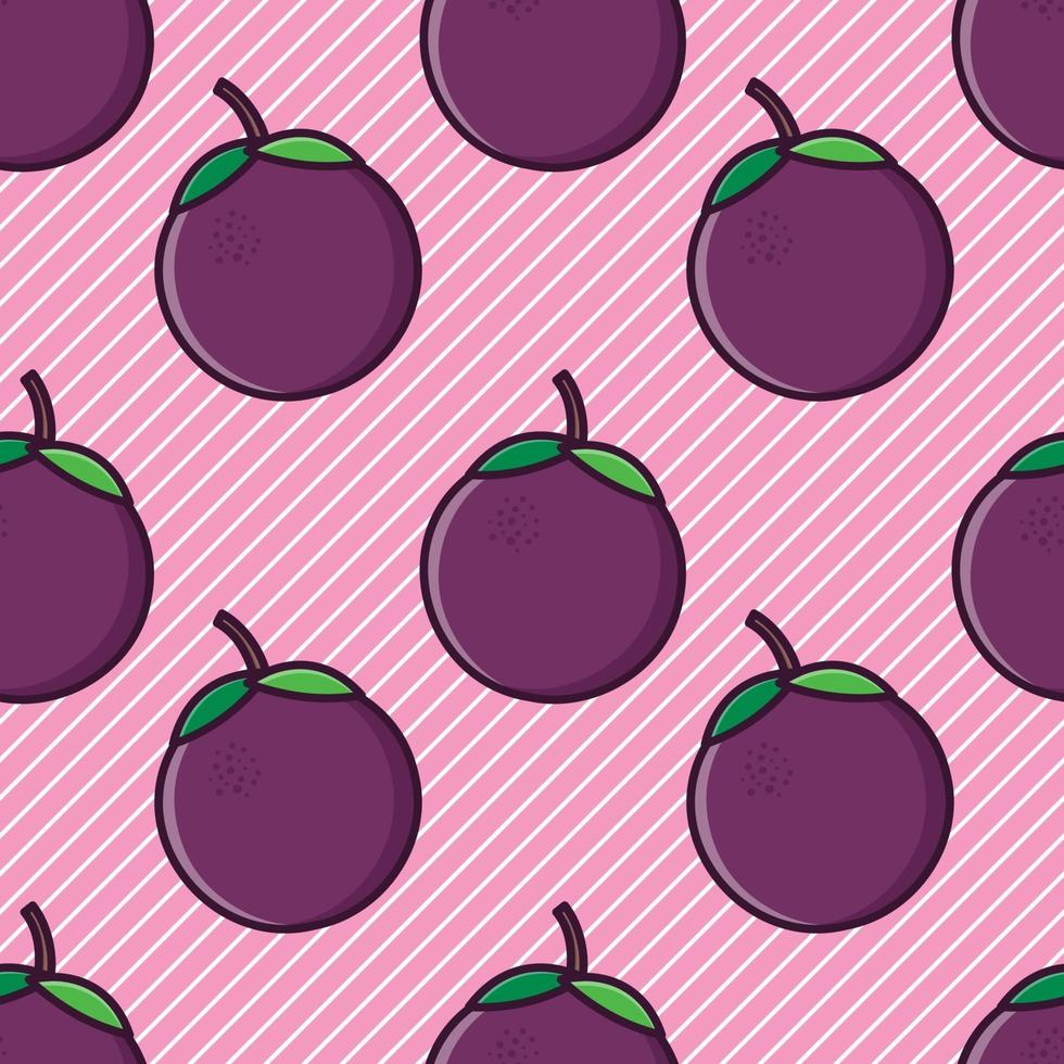 Ilustración de patrones sin fisuras de fruta de mangostán vector