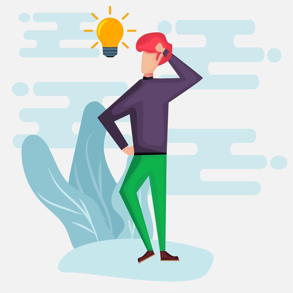 businessman thinking business idea illustration in flat style vector