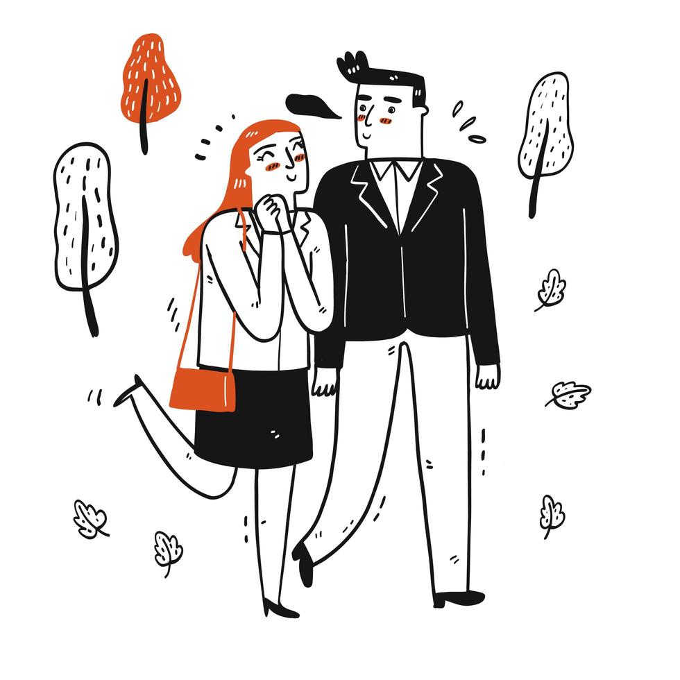 Couple walking in the park vector