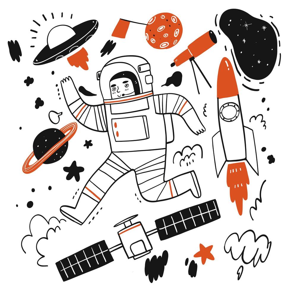 Elements of stories about space or astronaut vector