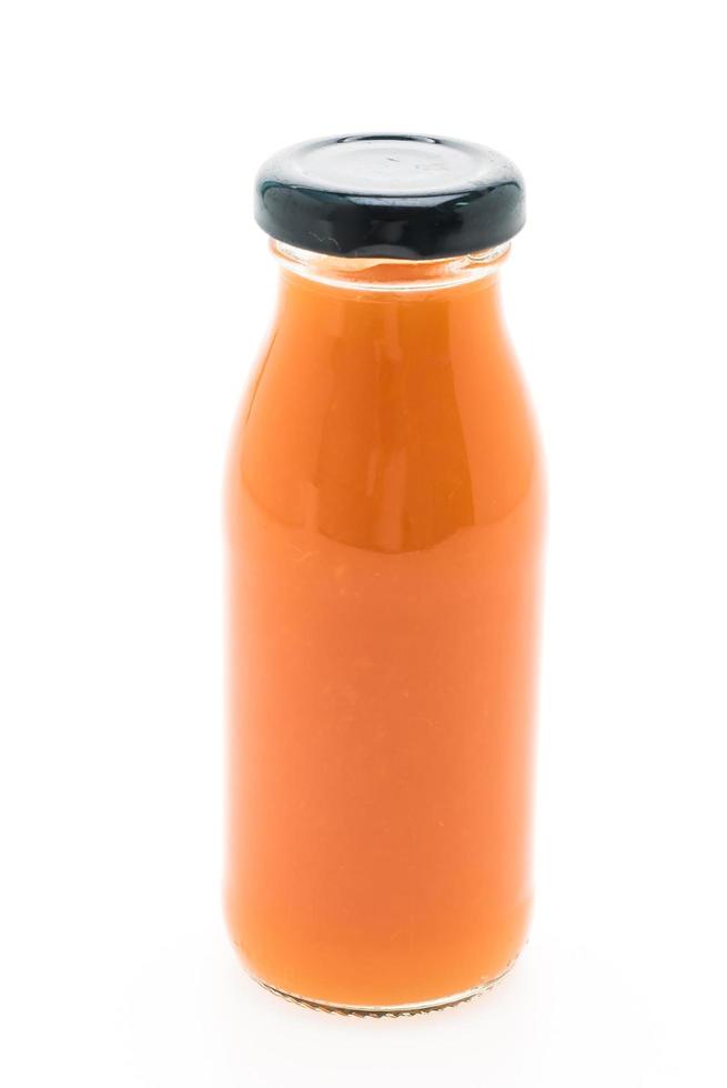 Orange juice bottle isolated on white background photo
