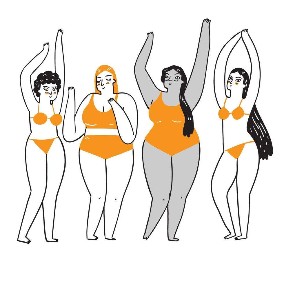 A group of women who are diverse in ethnicity and skin color vector