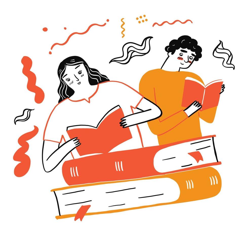 Couple reading a favorite book vector