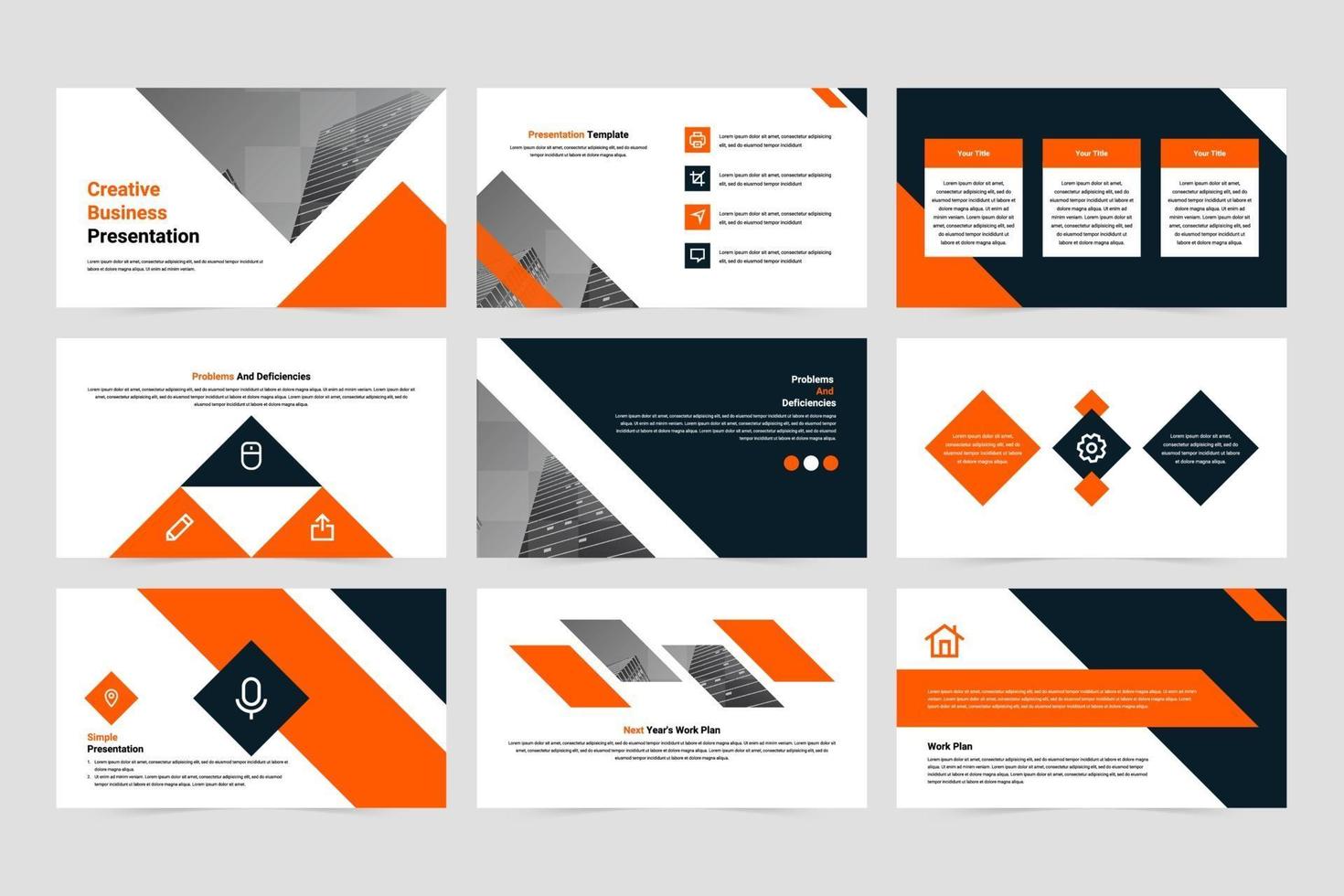 Creative company presentation slide template set vector