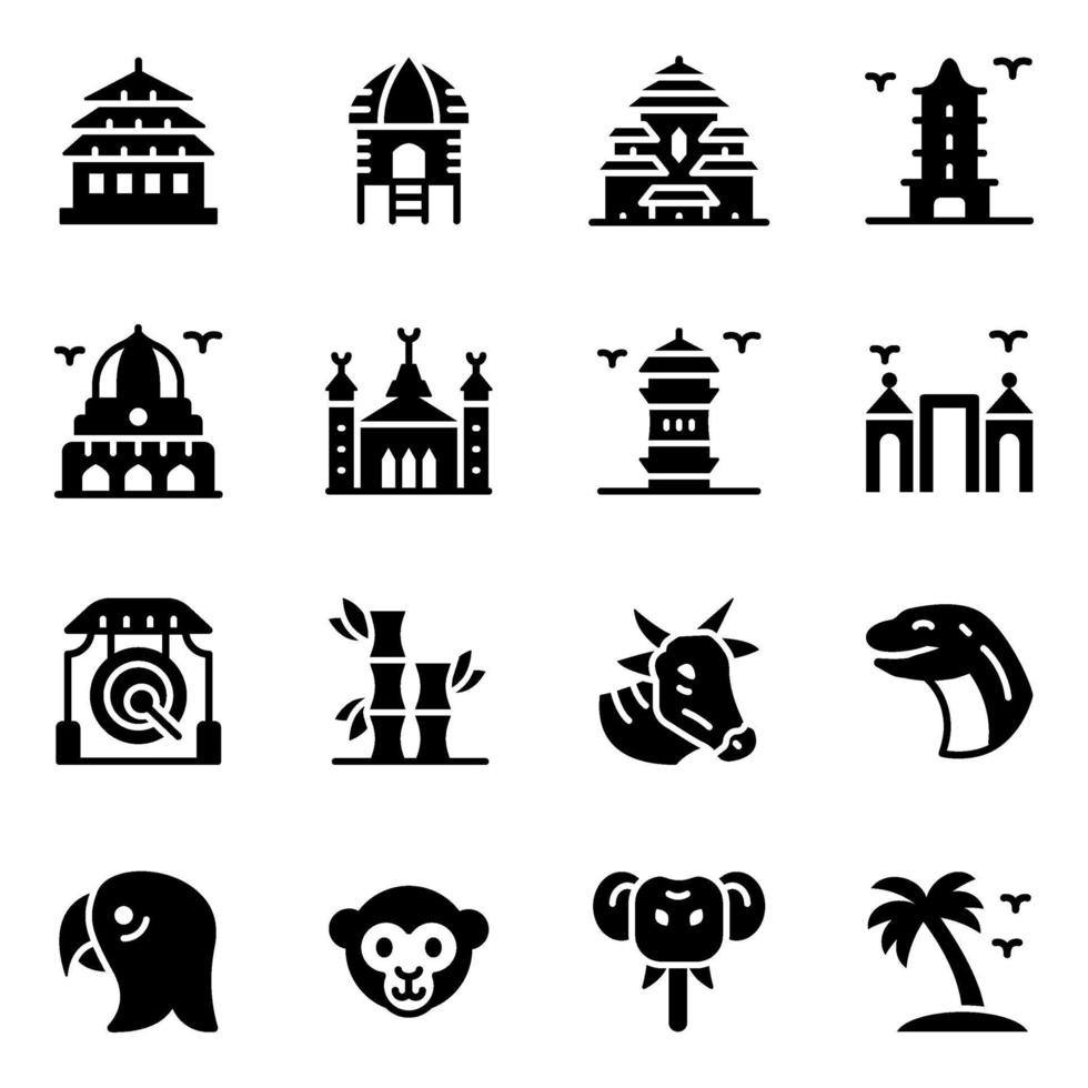 Indonesian Landmarks  Elements vector