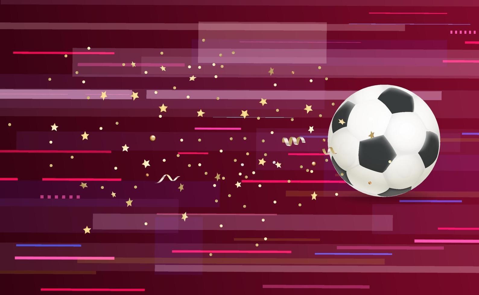 Soccer ball flying forward with confetti, vector