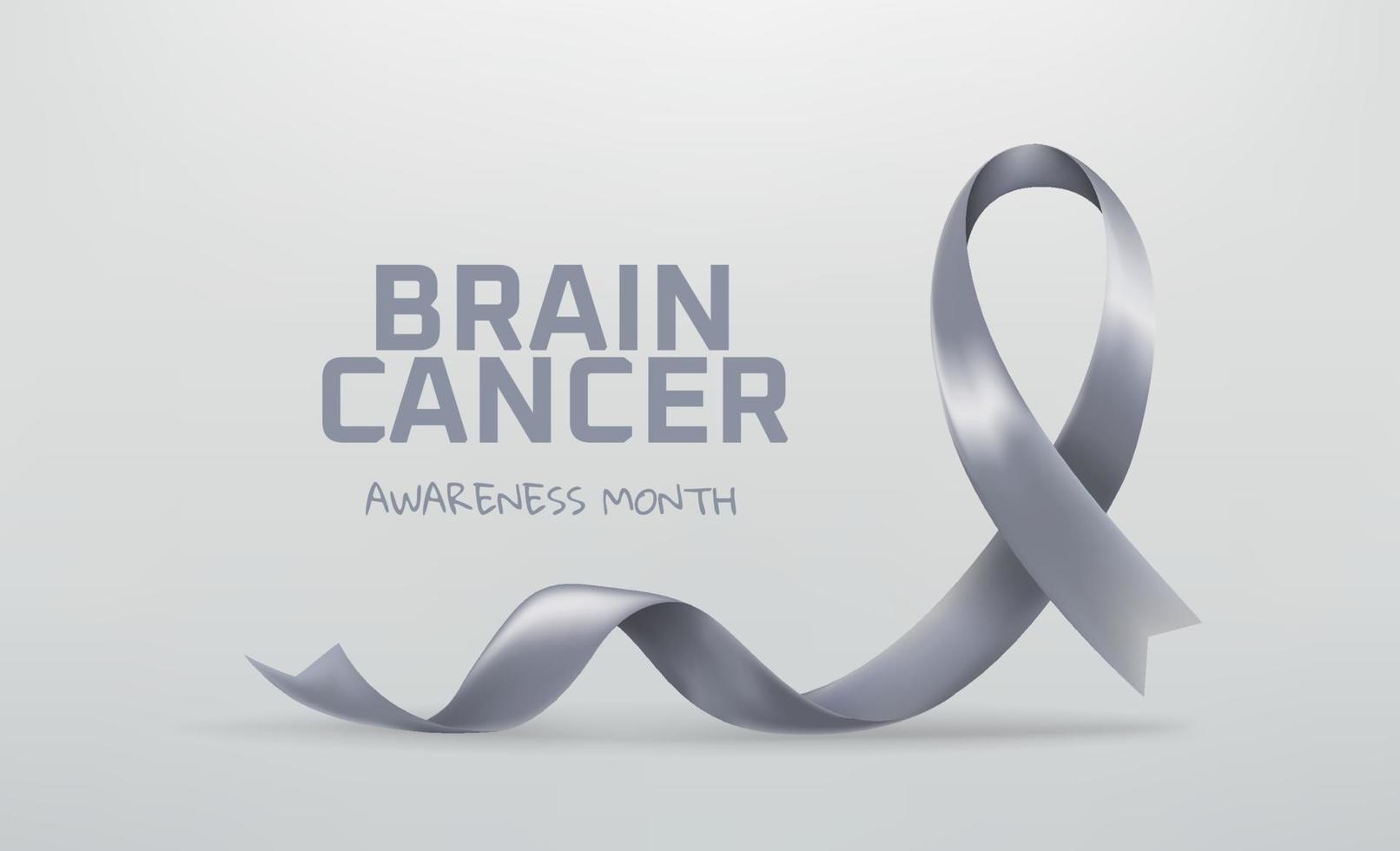 Brain Cancer Awareness month symbol. Grey awareness ribbon vector