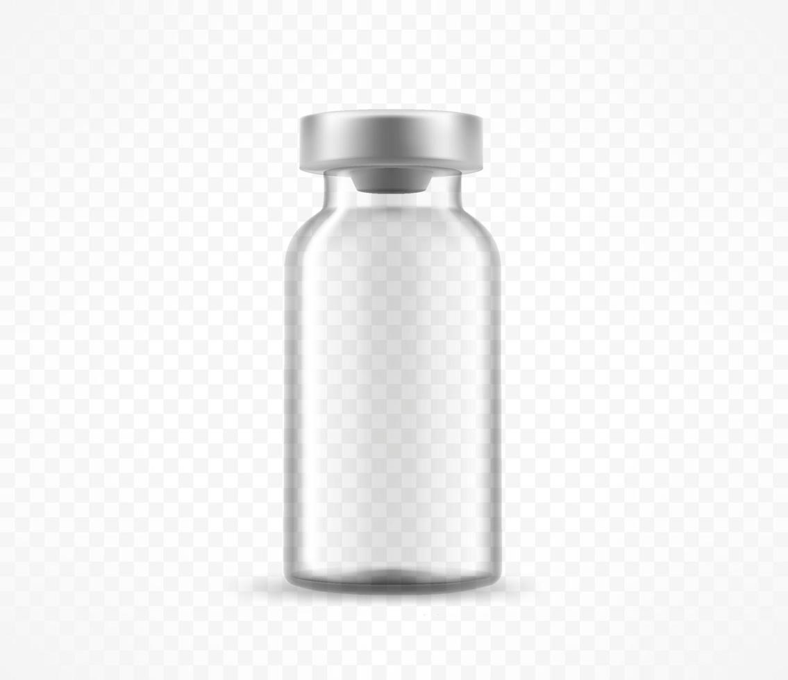 Empty vaccine glass bottle vector