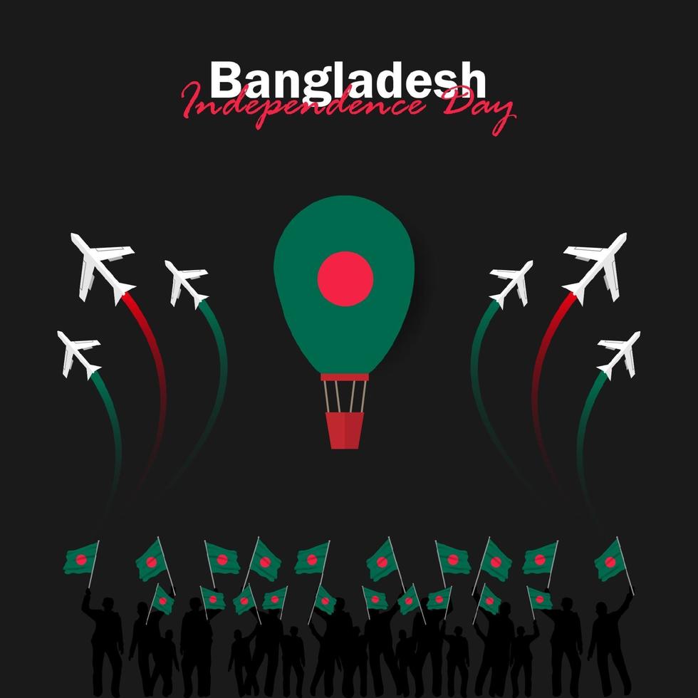 vector del día de la independencia con banderas de bangladesh.