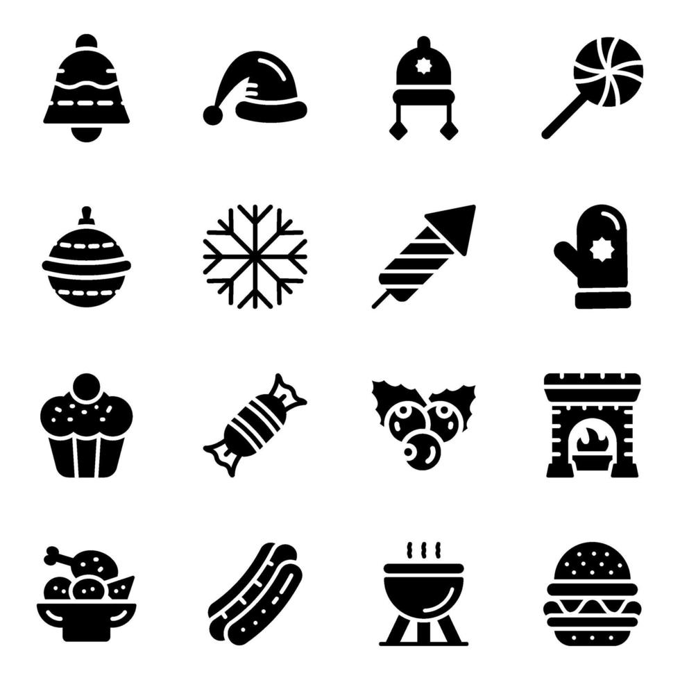 Fast Food and Christmas Accessories vector