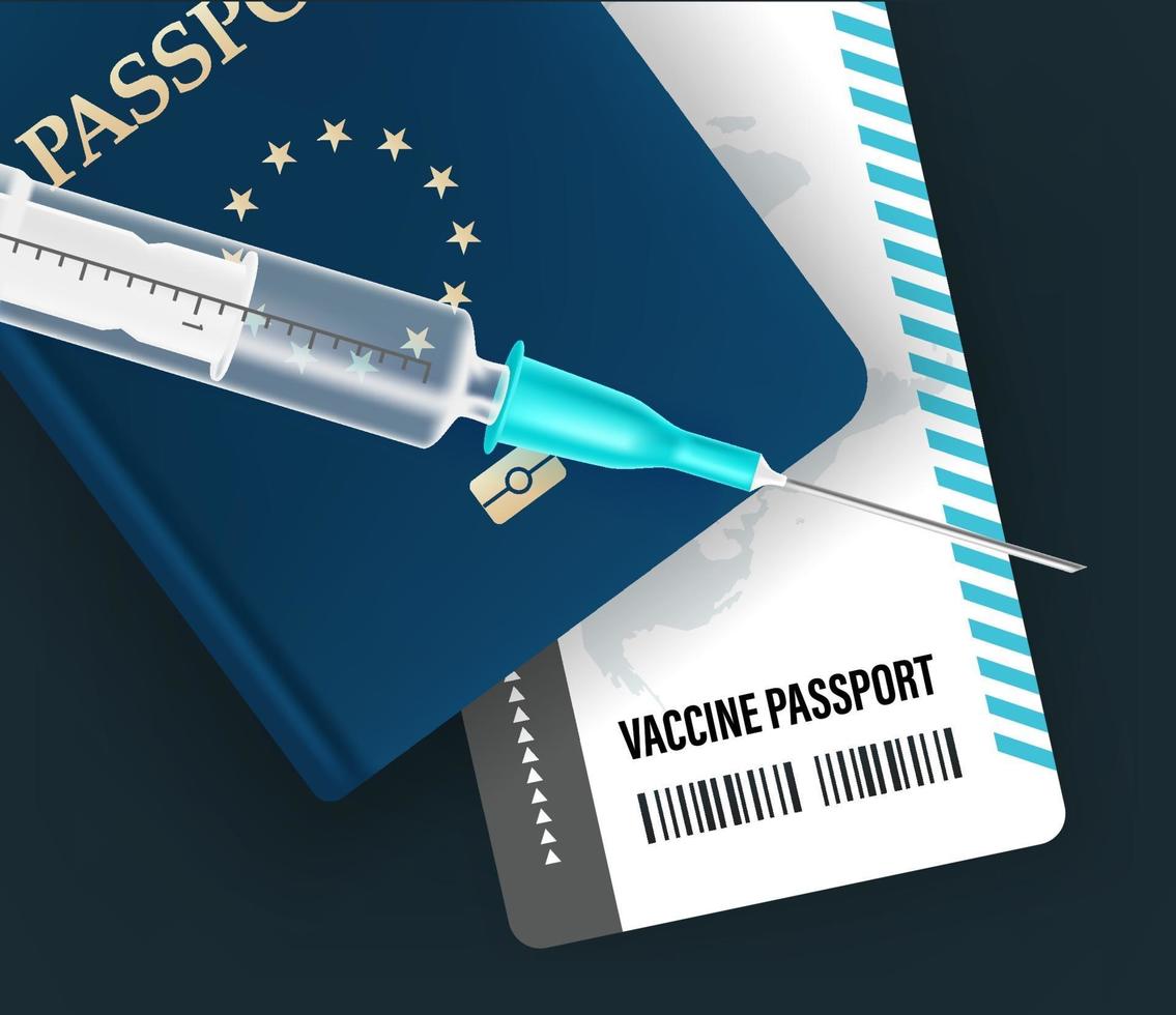 Vaccination passport concept. 3d style vector illustration