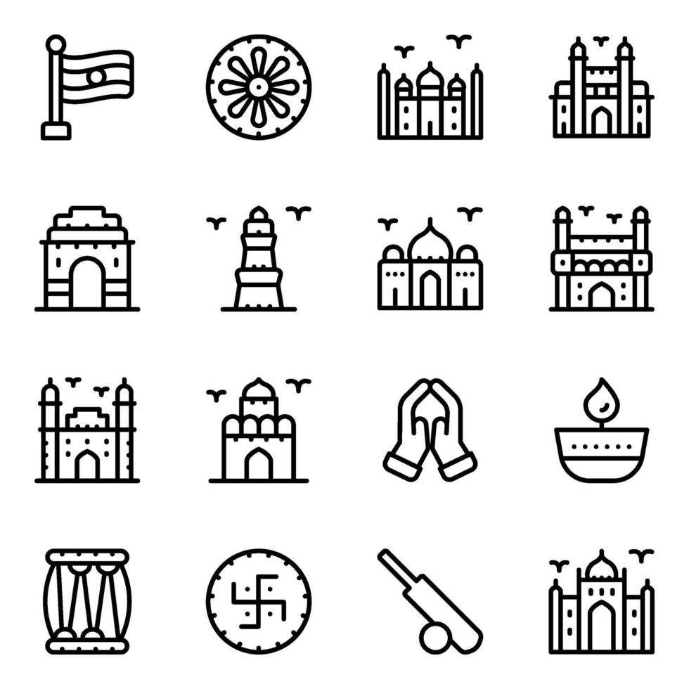 cultura india y monumentos vector