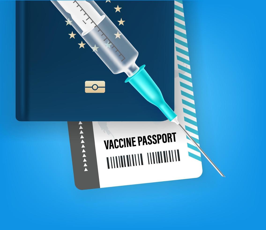 Vaccination passport concept. 3d style vector illustration