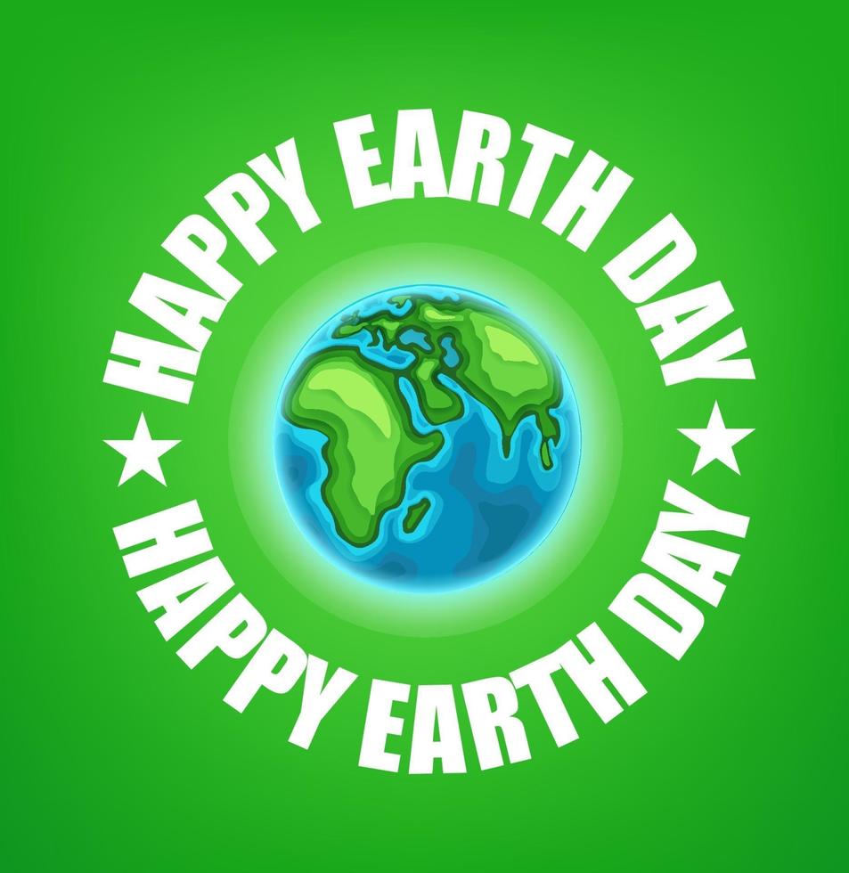 Happy Earth Day 22 of April vector banner with cute Earth map