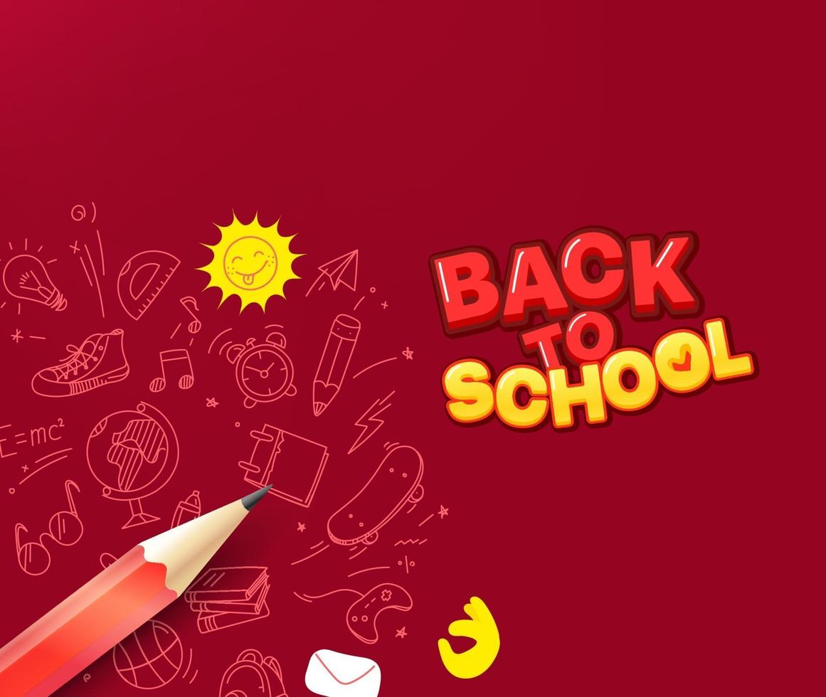 Back to school concept. Pencil with doodling elements vector