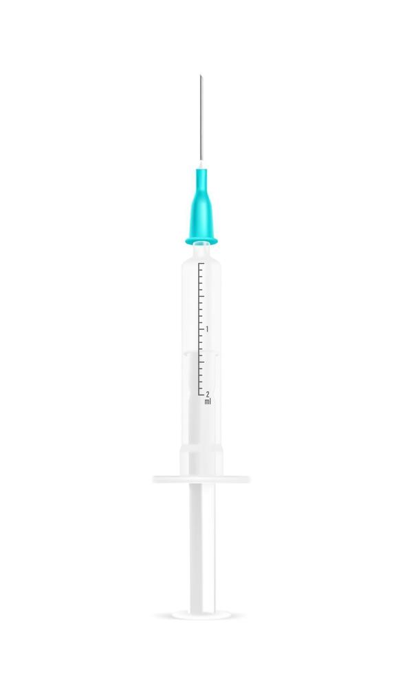 Empty plastic syringe vector mock up isolated on white background
