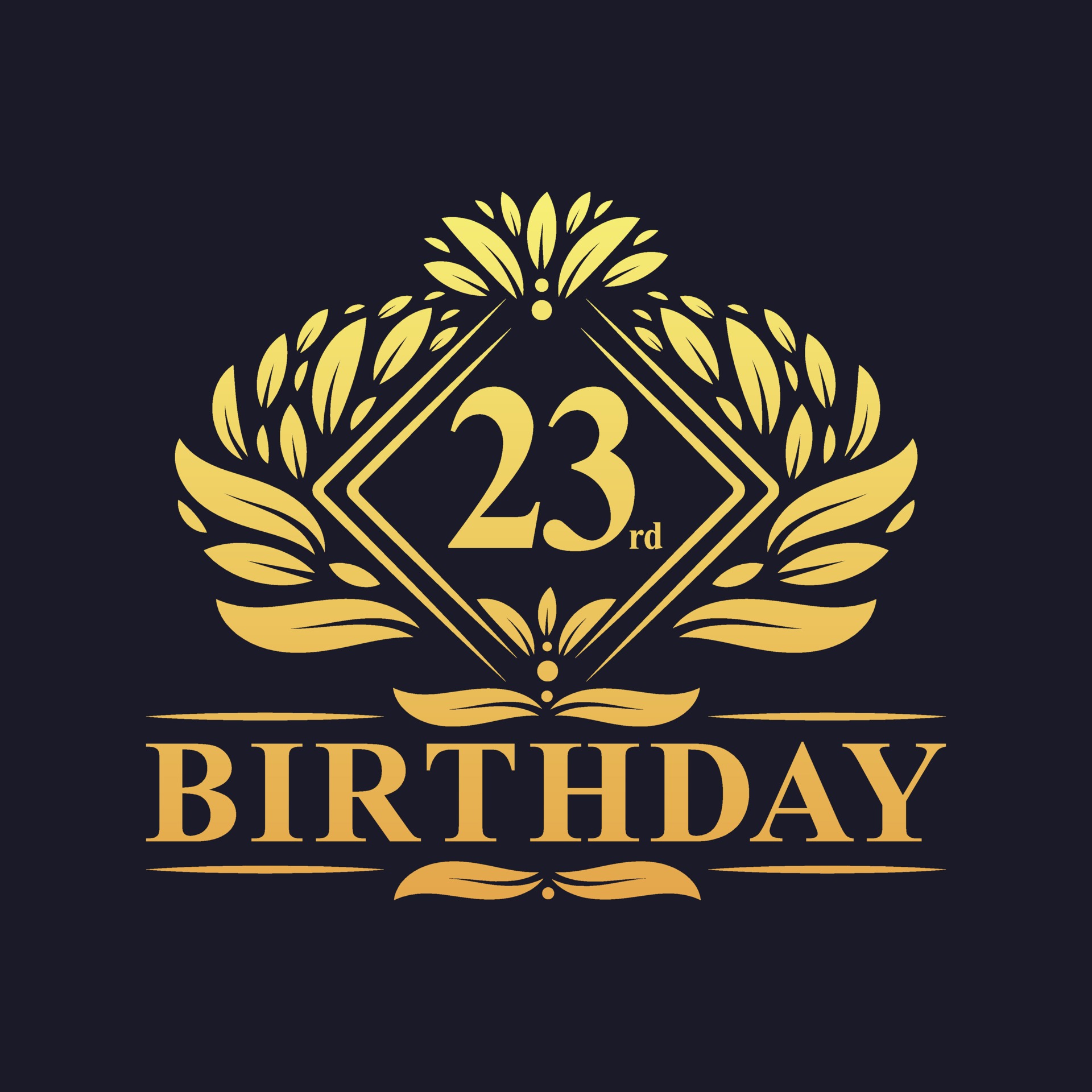 23 Years Birthday Logo Luxury Golden 23rd Birthday Celebration Vector Art At Vecteezy