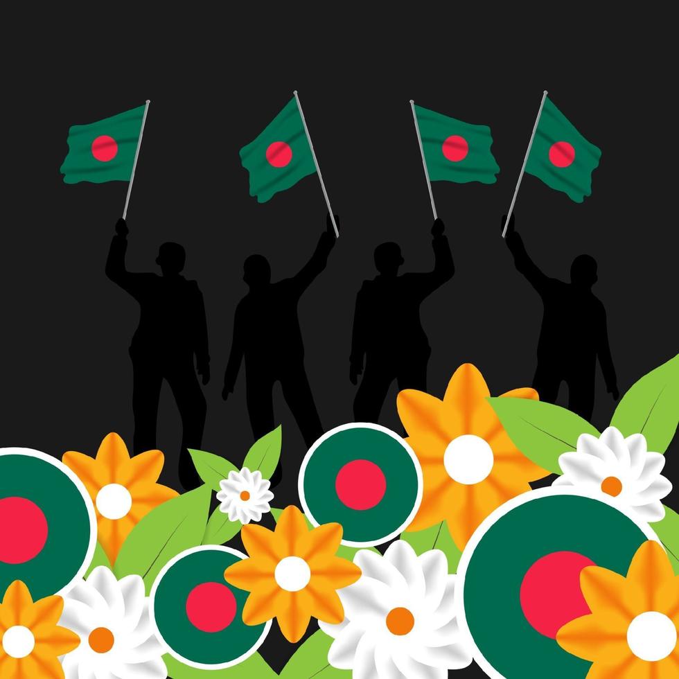 vector del día de la independencia con banderas de bangladesh.