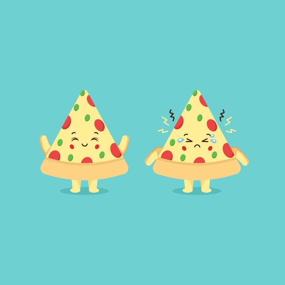 Cute Pizza Character set vector