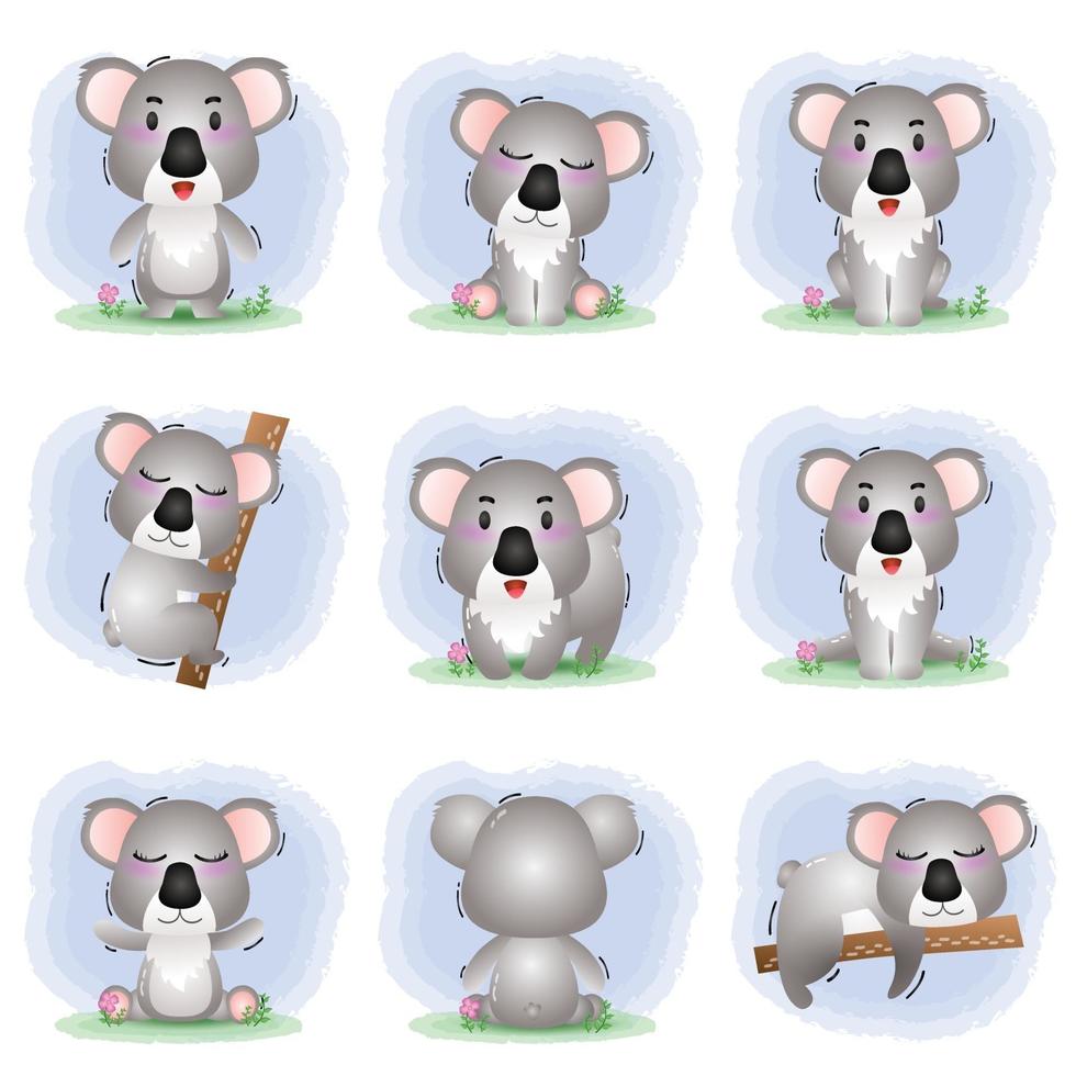 Cute koala collection in children's style vector