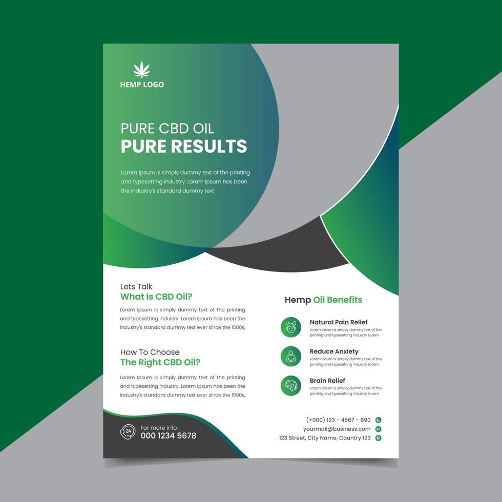 Hemp Flyer Design cbd oil marketing flyer vector