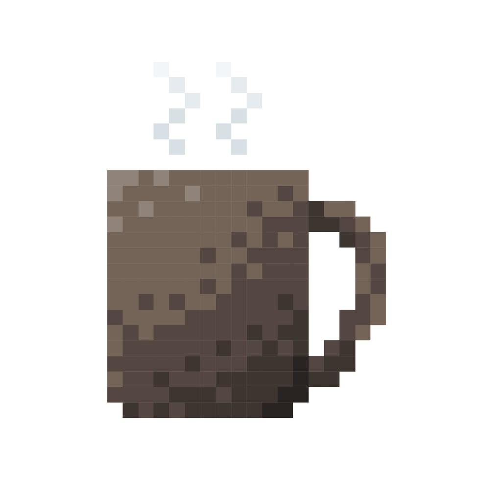 Taza de café de 8 bits concepto de píxeles ilustración vectorial vector