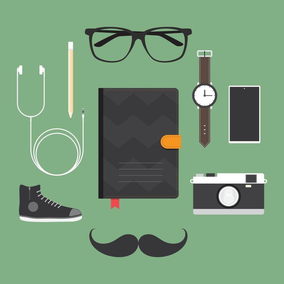 Hipster accessory set vector
