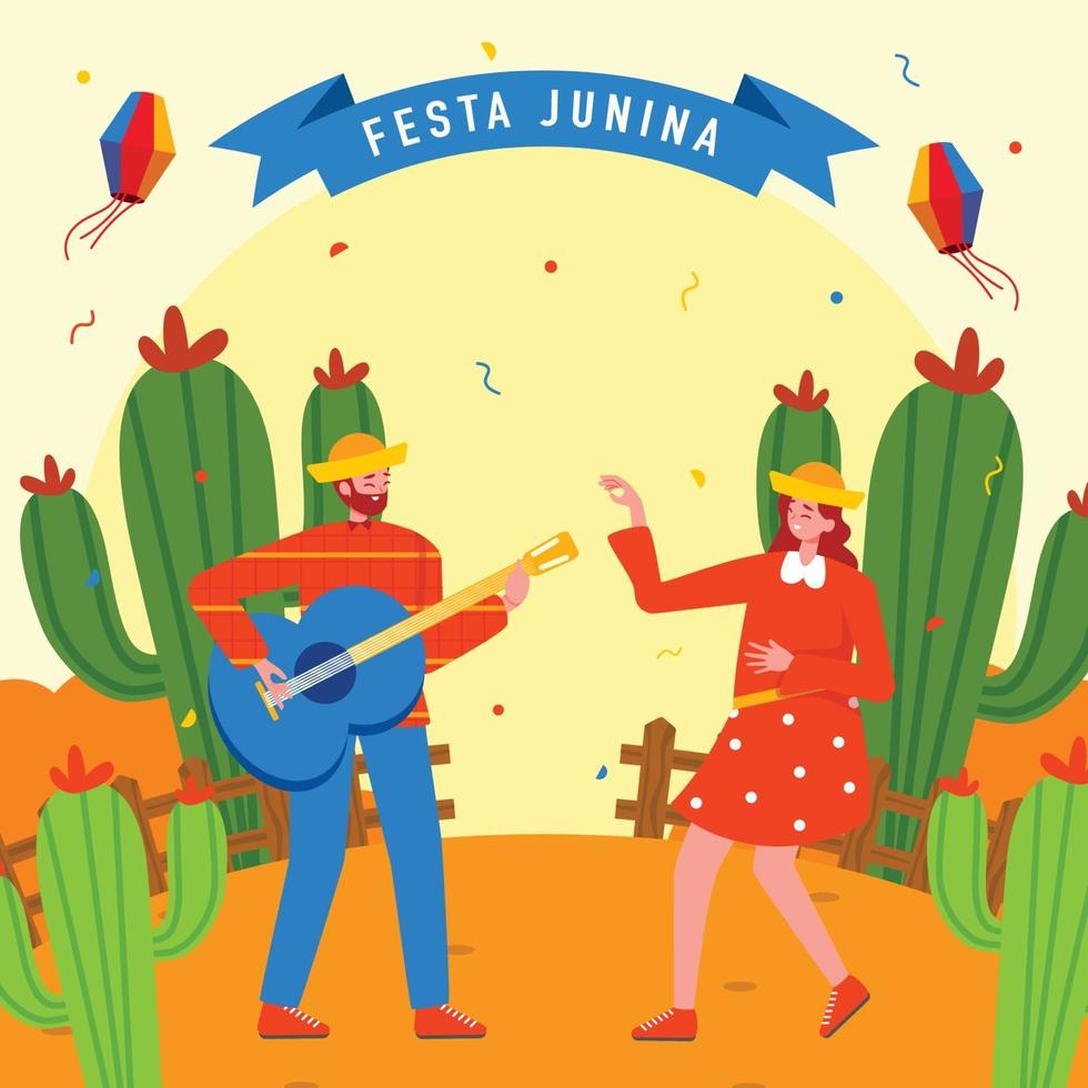 Men Playing Guitar and Women Dancing vector