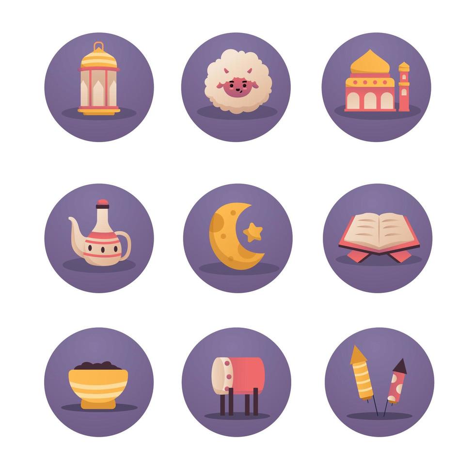 Eid Al-Adha Mubarak Icon Set vector