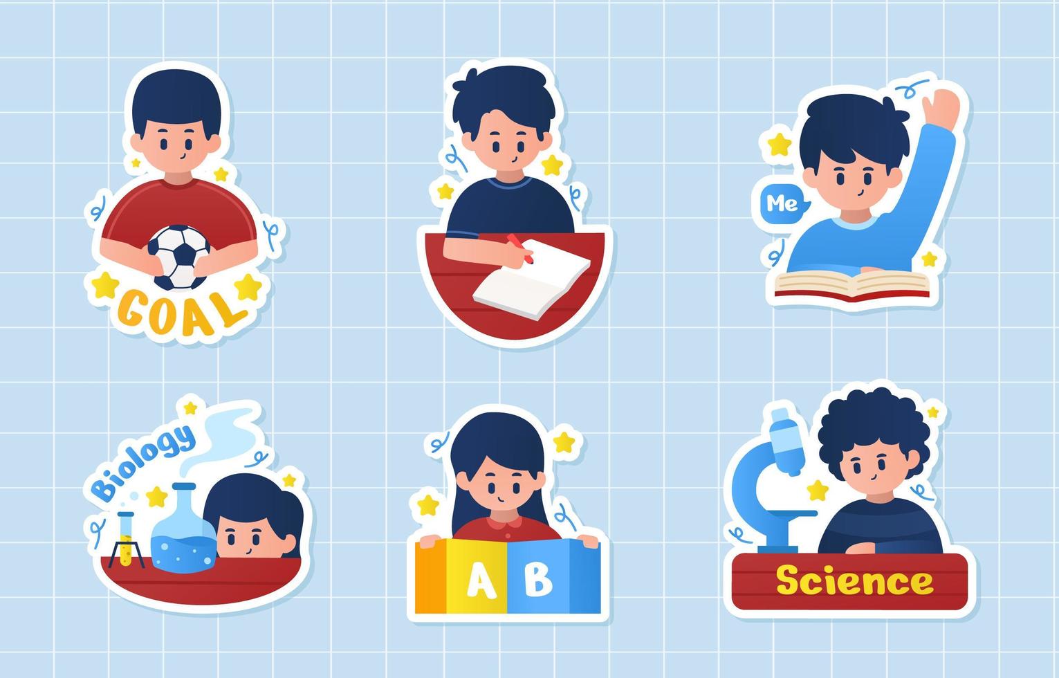 Students Activity Sticker Set vector