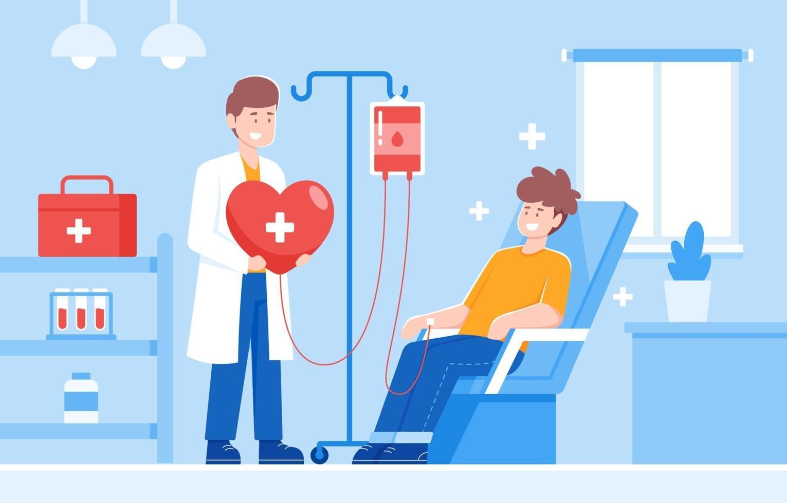 Medical Officer and Volunteer Collection Blood Donation vector