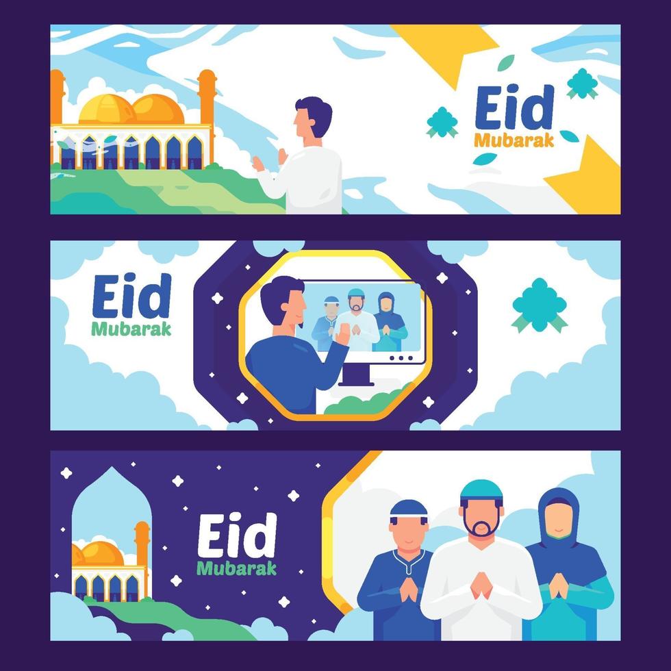 Eid Mubarak Banner Collection vector