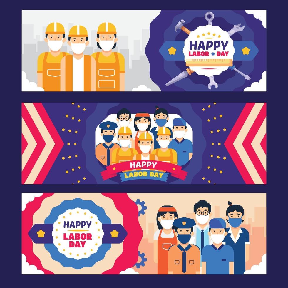 feliz día del trabajo colección de pancartas vector