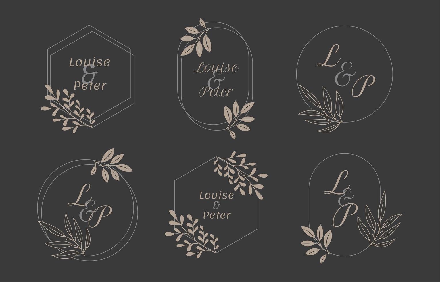 Wedding Monogram Logo Templates Collection vector