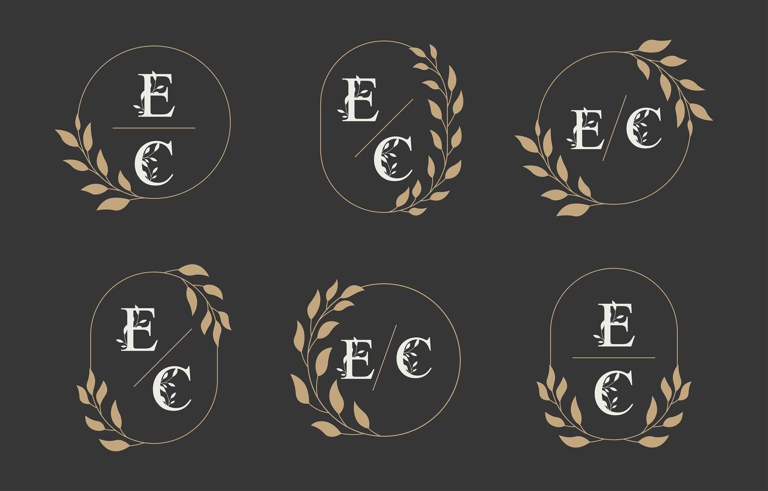 Wedding Monogram Logo Templates Collection vector