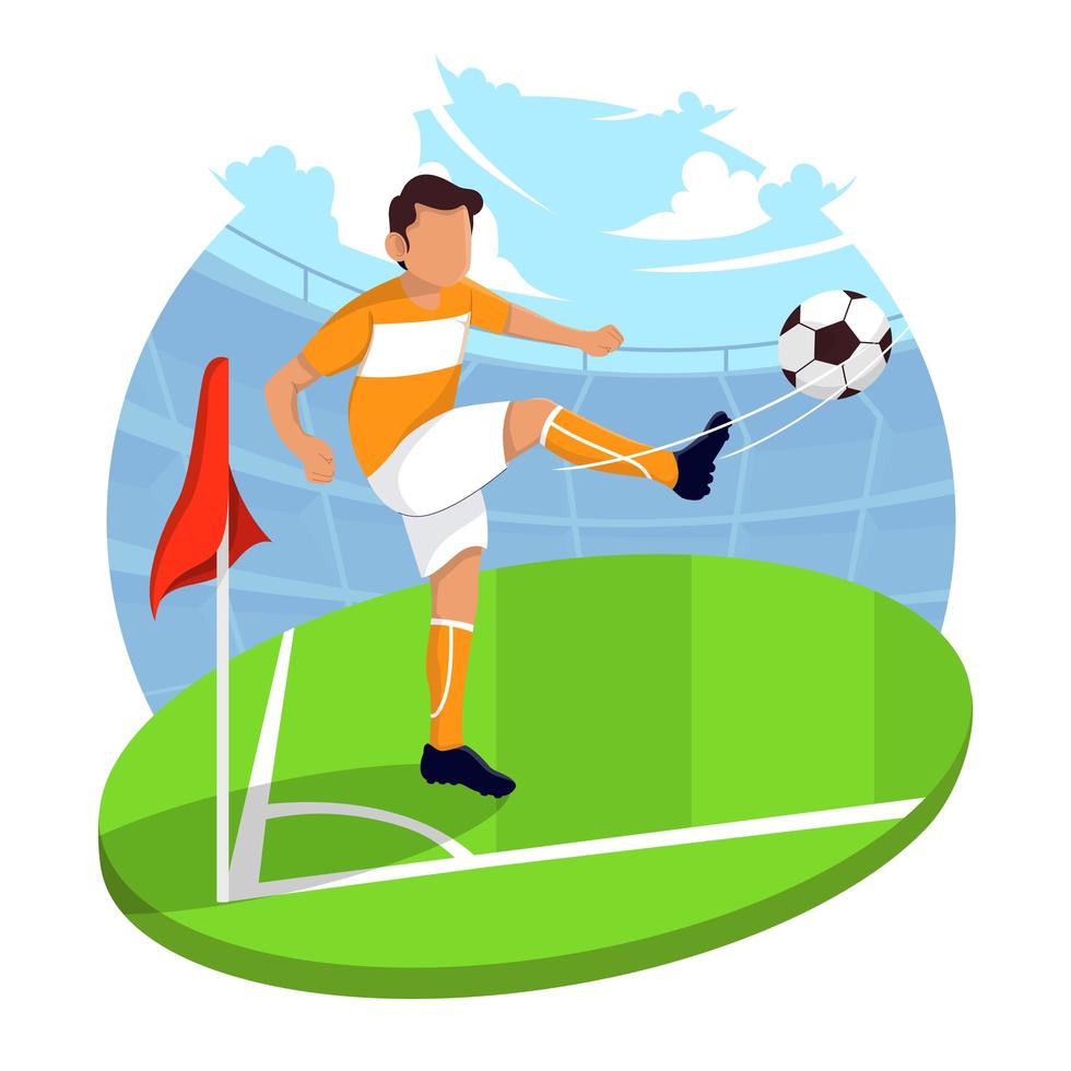 Football Player Kicking Ball Concept vector