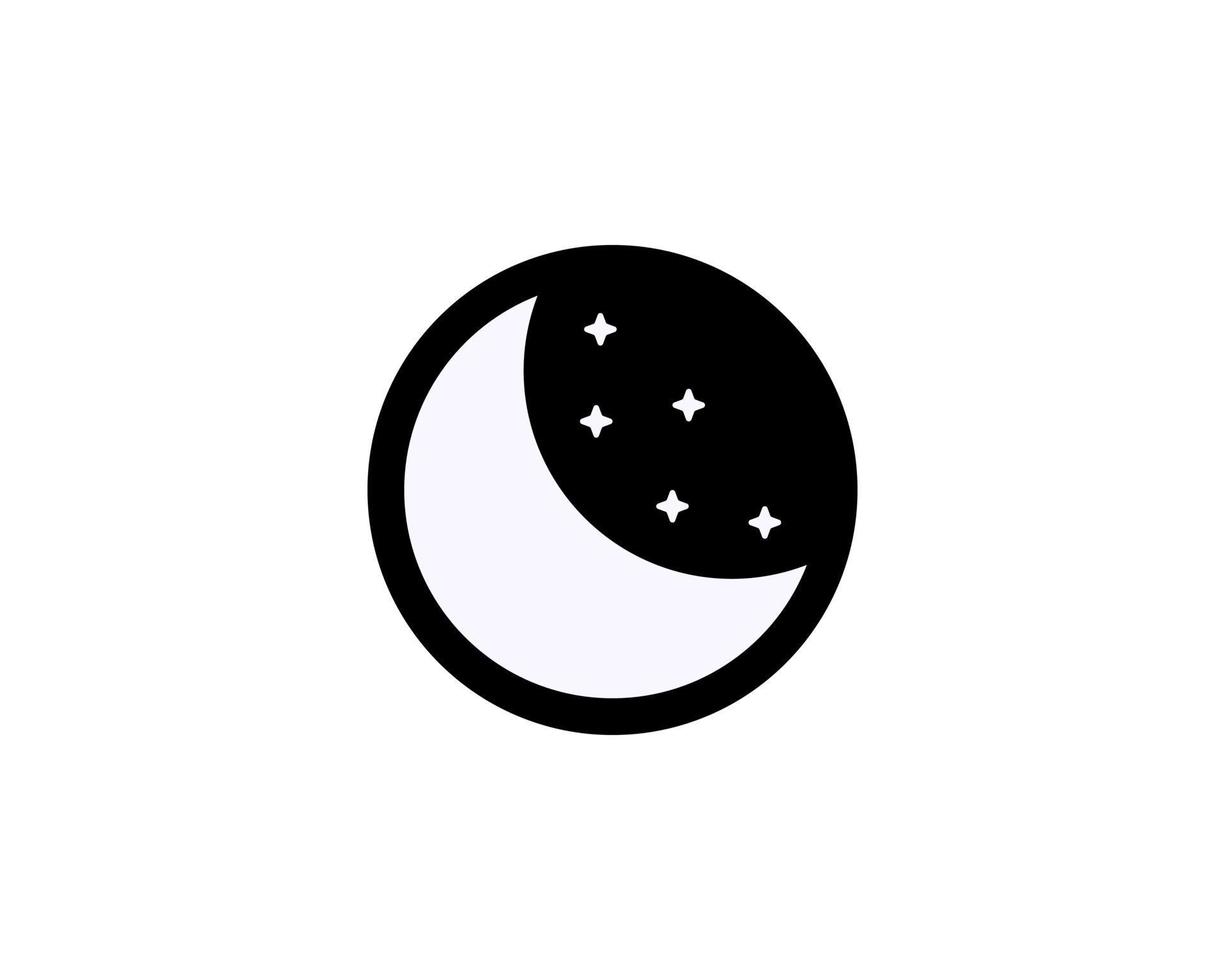 Moon and stars icon. Flat vector illustration in black on white background.