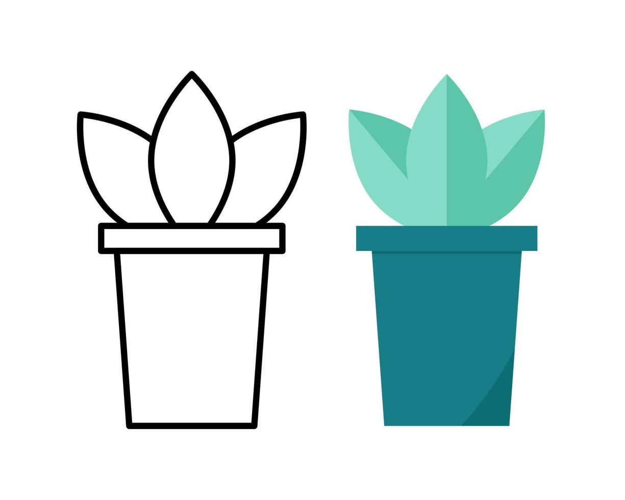 Pot of plant line icon. Universal Minimal Modern Thin Line Black Icon on White Background vector